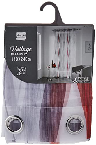 douceur d'Intérieur ONDULYS Gardinen mit Ösen, Polyester, Polyester, rot, 140 x 240 cm