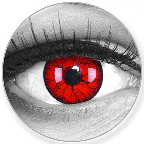 Funnylens Farbige schwarze Kontaktlinsen Metatron mit Stärke - weich ohne Stärke 2er Pack + gratis Behälter – 12 Monatslinsen - perfekt zu Halloween Karneval Fasching oder Fasnacht -3.00