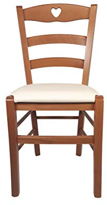 Sedam Srl Sedia Cuore, in Legno Massello, Vari Colori e Sedute disponibili, Alta Qualità (Miele, Imbottita Beige) MINIMO ORDINE 2 SEDIE