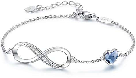 LOUISA SECRET Bracelet Femme Argent 925 Infini, Bracelet d’amour Réglable, Bijoux Femme Cadeaux Noël Femme Anniversaire Fête des Mères pour Maman Infinity Heart, Silver