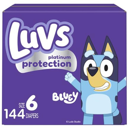Luvs Diapers - Size 6, 144 Count, Bluey Platinum Protection Baby Diaper