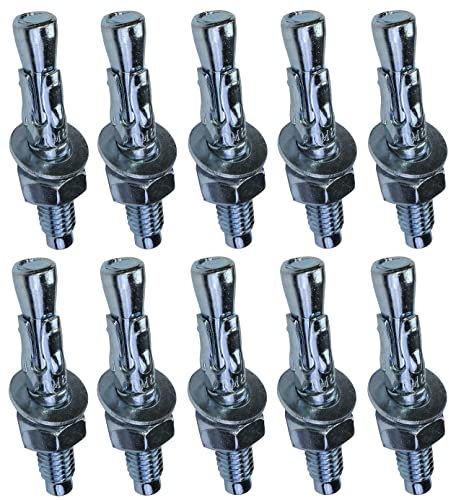 AERZETIX - C54002 - Satz von 10 Bolzen ankerschraube bolzenanker langes gewinde spreizdübel - M8x50mm - aus verzinktem stahl - für beton stein vollmaterial