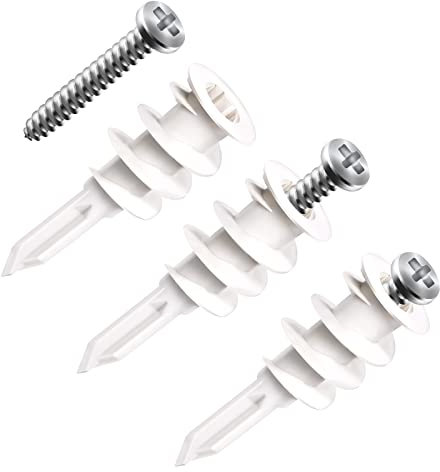 AIEX 50PCS Self-Drilling Drywall Anchors and Screws Kit, Plastic Wall Anchor Kit 50lbs-75lbs Heavy Duty Drywall Anchors for Hanging Curtains Wall Cabinets Picture Frame