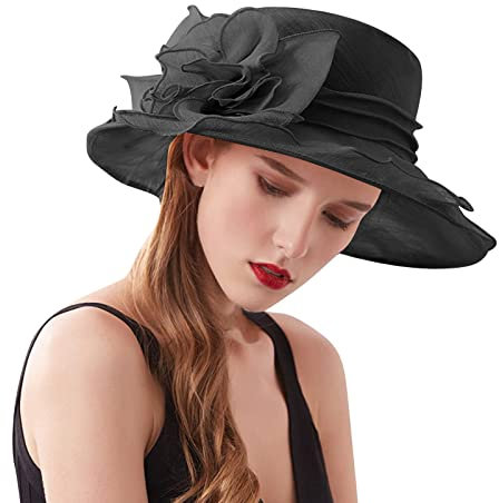 GZYshoyao Damenhut Sommer Hut Sonnenschutz Sonnenhüte Sonnenhut - Fascinator Hut Kappen Bowler Hut Faltbare mit Blumen Wide Brim Ideal für Sommer Strand Kirche Party Hochzeit