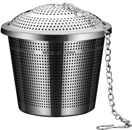 SHERCHPRY Stainless Steel Seasoning Strainer Ball Mesh Filter Ball with Hook Chain for Tea Hot Pot Soup Gravy and Spice Filtering Small Hanging Basket