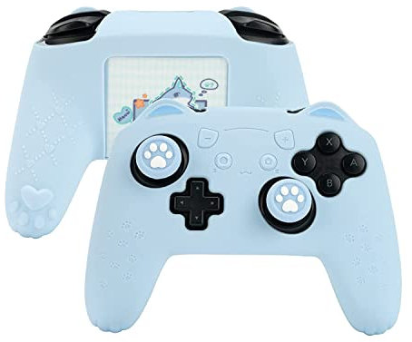 GeekShare Cat Paw Controller Skin Grips Set Compatible with Nintendo Switch Pro-Anti-Slip Silicone Protective Cover Case Joystick Caps for Switch Pro Wireless Controller - Blue