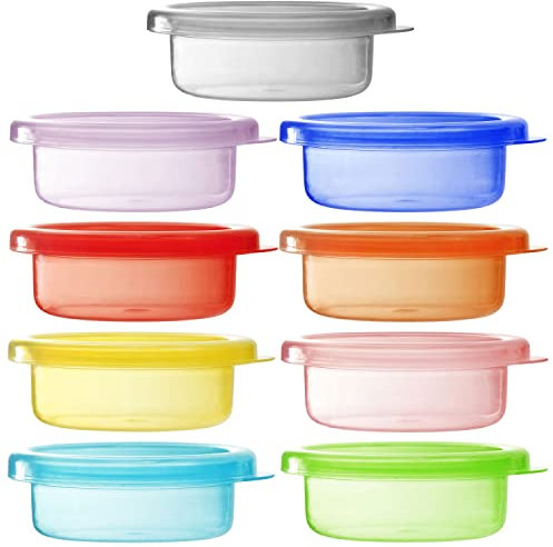 Youngever 9 Pack Snack Containers with Lids - Meal Prep & Sauce Containers - Small Food Storage Containers and Dressing Containers (30ML)