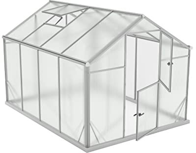 Aluminium Gewächshaus Glas 290x220 cm - Gewächshäuser - Treibhaus Gewächshaus mit Fundament - Glashaus Tomaten - Gewaechshaus 6,4m2 - Greenhouse Outdoor - 6 mm Platten