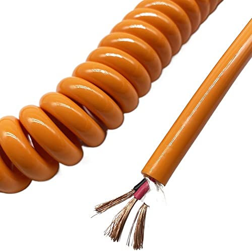 GatherTOOL 3-adriger 1,0 mm quadratischer Federdraht PU orange Farbe einziehbares Kabel sauerstofffreies reines Kupfer Spiralkabel Länge gestreckt 1-6 Meter (Size : Stretch 6meters)