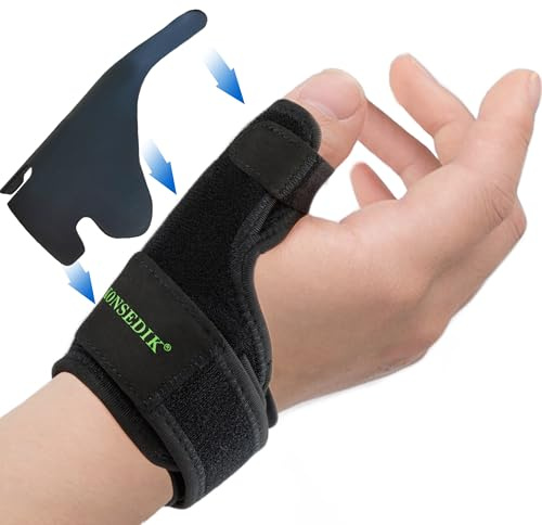 KONSEDIK Trigger Finger Thumb Splint,Adjustable Thumb Spica Support Stabilizer Brace for Pain,Sprains, Arthritis,Tendonitis,De Quervains Tenosynovitis,CMC Joint (Medium)