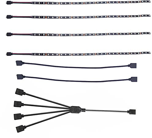 RGB PC Lichtleiste, LED-Leuchten für Gehäusebeleuchtung, Kompatibel Mit ASUS Aura SYNC, ASROCK Aura RGB Gigabyte Über 12V 4pin Header Auf M/B 4 Streifen