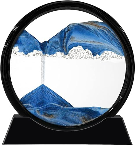 AmkWood Peinture d'Art de Sable Dynamique 3D, Images de l'Art du Sable en Mouvement pour Maison, Bureau, Cadeaux (Bleu, 7 Pouces)