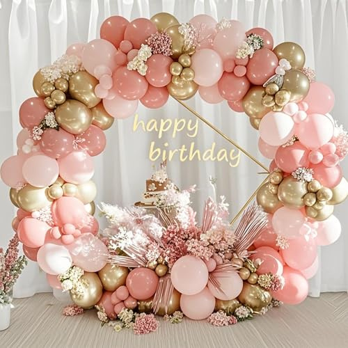 Luftballons Rosa Gold, 132 Stück Luftballons Girlande Retro Rosa, Metallic Rosegold Vintage Rosa Luftballon Geburtstagsdeko Mädchen für Geburtstag Decorations, Hochzeitsdeko, Babyparty, Verlobung
