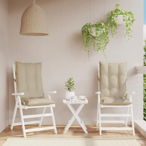 Rantry Hochlehner-Auflagen 2 STK. Sitzkissen für Gartenstühle Gartenstuhlauflagen für Hochlehner Sitzpolster Polsterauflagen Sitzauflage Stuhlkissen Sesselauflage Beige Oxford-Gewebe