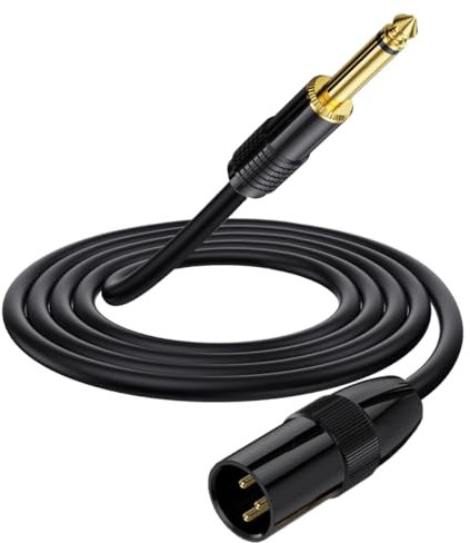 Shuigu Unbalanced XLR to 6.35mm Cable, 6.35mm(1/4 inch) TS Mono to XLR Male Plug Audio Connector, 3Pin XLR Male to Jack 6.35 Mono Cable for Amplifiers, Instruments etc (1 meter)