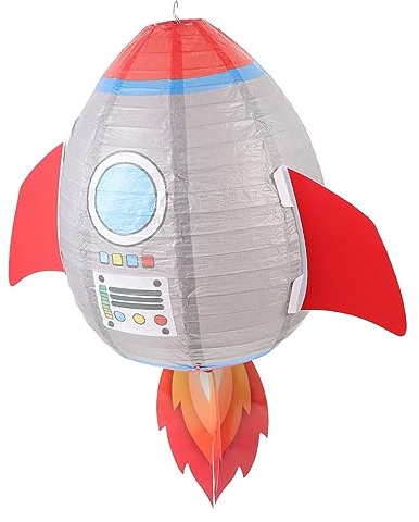 Yardenfun Space Lantern Decorations DIY Paper Rocket Lampshade Boys Space Theme Ceiling Decorations