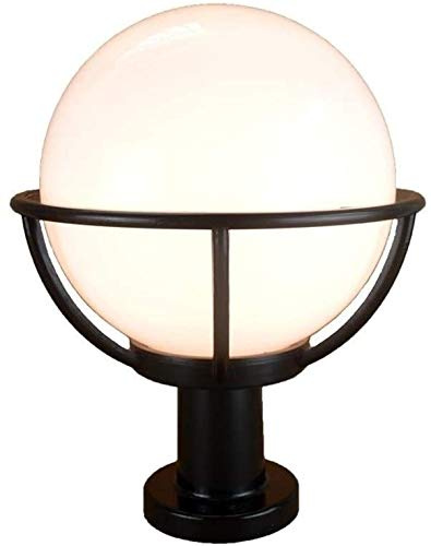 UIOPPOI IP65 Waterproof Outdoor Garden Post Light Industrial Modern Column Lamp Spherical Globe Ball Pillar Lantern Community Patio Landscape Lighting E27 External Fence Deck Table Lamp