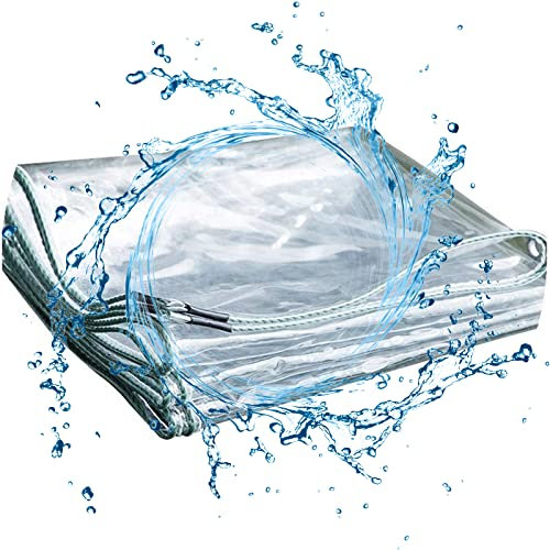 Bâche transparente robuste de 2 x 3 m avec œillets, pliable, coupe-vent, idéale pour le camping, les plantes, la serre, la terrasse, coins renforcés pour plus de durabilité
