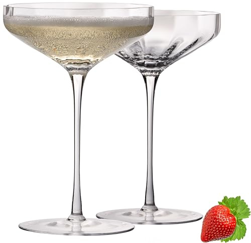 IMPERIAL stora champagneskålar vågade 320 ml champagneglas set 2 delar Cali champagneglas av Crystalline glas handgjorda