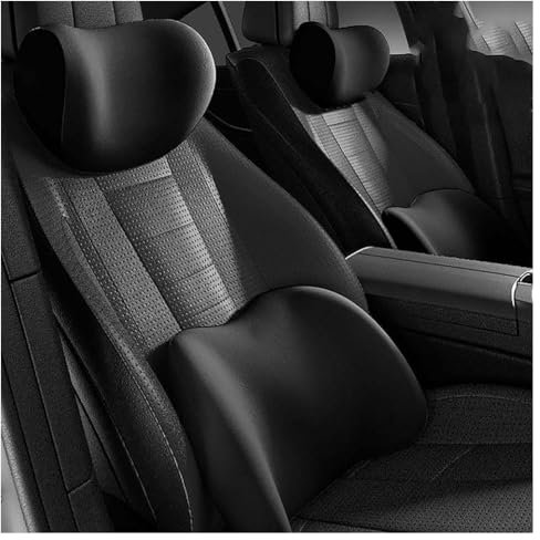 LPOJUHBSWAR Auto Lendenkissen Nackenkissen Kit für Audi B8 B9 2008-2025, Autositze Kopfstütze Lendenwirbelstütz Rückenstütze Kissen Zubehör,A/Black