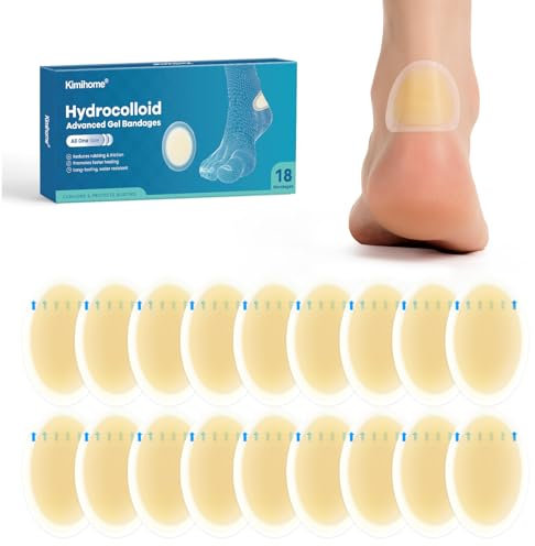 Pansements hydrocolloid sous blister pour pieds - 18 points de gel - Coussinets blister pour talon, orteil - Prévention blister pour le voyage, bandages résistants à l'eau (pack de talon)