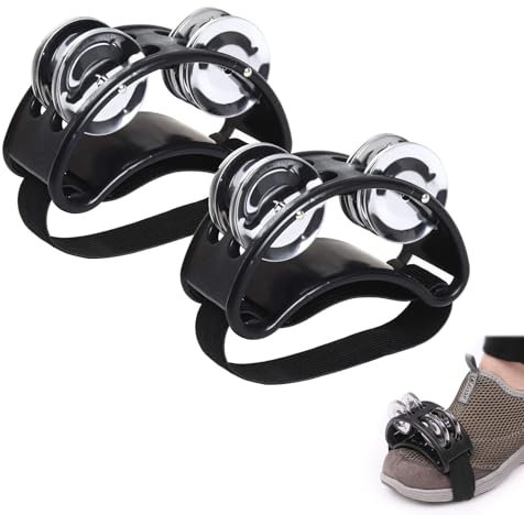 Foot Tambourine, Fuß Tamburin, Foot Percussion, Fußtamburin mit Stahljingles, Fuß Metal Shaker Tamburin, Percussion Instrumente Cajon Schlagzeug Zubehör, Foot Tambourine für Jingle Bell Zubehör, 2Pcs