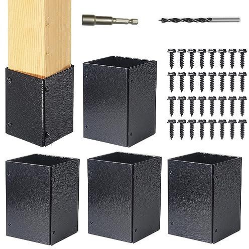 304 Protector de Base de Columna de Acero Inoxidable (4x4 o 6x6, Ajustable 3,3-6 in), Protector de Soporte de buzón de Madera, protección contra daños en la barandilla de Cubierta del pabellón 4pac