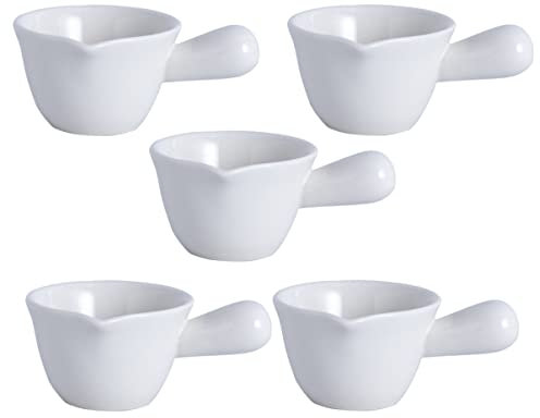 MAGICLULU Mini Casseruola in Ceramica Bianca Per Latte e Salsa Di Bistecca, Contenitore Per Latte Multifunzionale Per Cucina, Bar e Ristoranti, Set Da 5 Pezzi