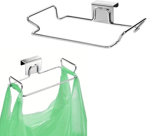 WITFAMILY Support pour sac poubelle, support mural, support de sac poubelle suspendu en acier inoxydable, support de sac poubelle sur portes d'armoire et de cuisine