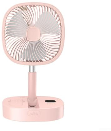 for FACULX Portable Floor Fan USB Charging Retractable Folding Fan 5-Speed Adjustable Remote Control 180° Oscillation Quiet Operation Safe Child-Friendly Design For Home Office(pink)