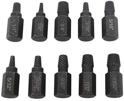 RPJFCPCS Kit d'extracteur d'écrou 10 pièces, Jeu de Douilles d'extracteur d'écrou, écrous Boulon r, adaptateurs de Jeu de Douilles hexagonales HSS Boulon Industriel r Outil à Main
