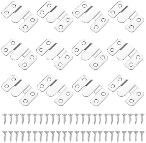 12 Pezzi Staffa di Montaggio Nascosta, Fibbia ad Incastro con Livella e Viti, Connettore per Mobili, Ferramenta per Montaggio a Parete, Gancio per Cornice in Acciaio Inossidabile per Appendere Specchi