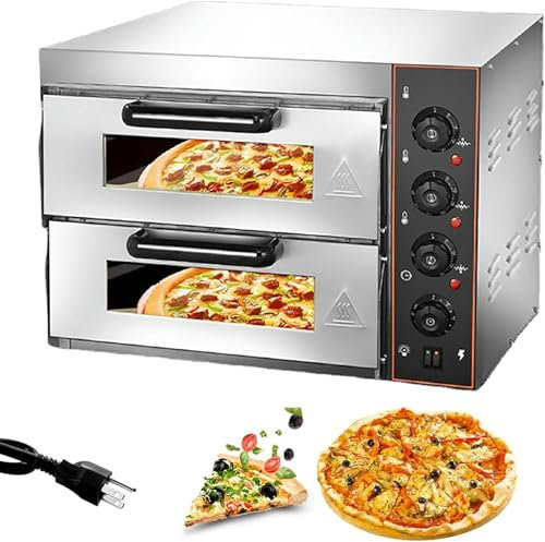 Four à pizza professionnel, four à pizza électrique à deux étages, grille-pain 40 cm, four de cuisson en acier inoxydable, capacité de 40 L, pour restaurant, usage domestique, avec minuterie, pour p