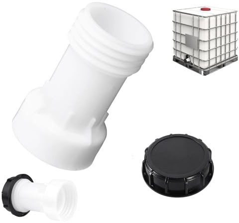 GEDEGOOK IBC Adaptador para Depósito, Pieza de Extensión y Espaciadora, Accesorio para Contenedores, Espaciador Recto S60 x 6 Rosca Gruesa a Rosca Gruesa S60 x 6, con Junta de PVC