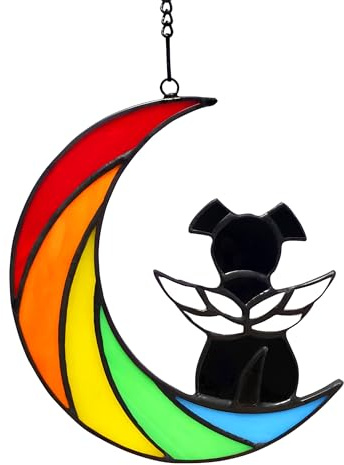 TUYOBG Colorful Acrylic Dog Memorial Gift, Pet Bereavement Gift for Dog Lovers, Suncatcher Window Hanging Remembrance Ornament for Pet Loss, Dog Memorial Plaque, Unique Window Decor and Dog Ornament