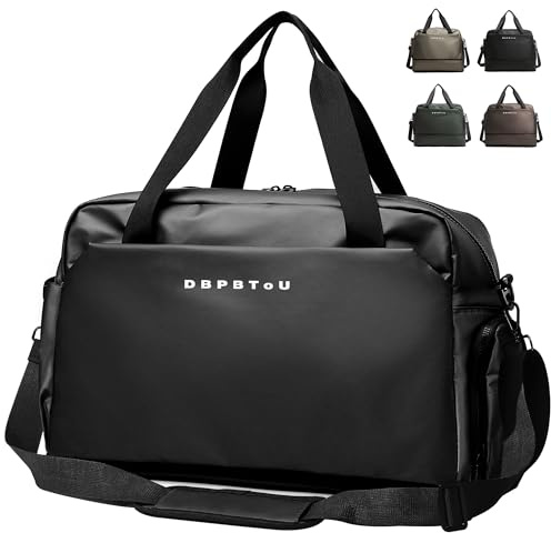 DBPBToU Borsa da Palestra Uomo Donna, Borsa da Viaggio di Capacità con Scomparto per Bagnato e Scomparto per Scarpe Gym Bag Espandibile Borsone Piscina Impermeabile (Nero)