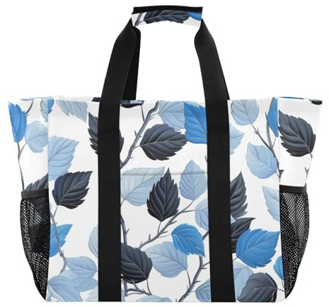 miaozhen Sac utilitaire noir et blanc lierre cyan pliable avec poches avec poignées