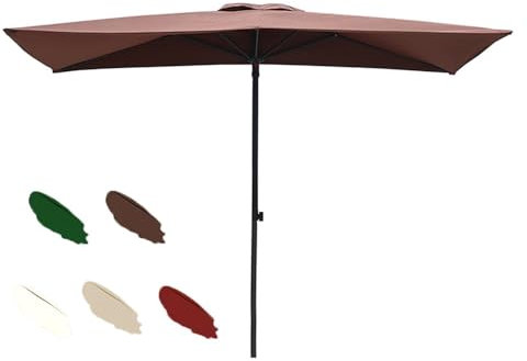 Ombrellone da giardino regolabile da 250 cm, colore marrone, da montare a parete, per balconi e piccoli spazi, copertura in poliestere resistente per una maggiore protezione dai raggi UV