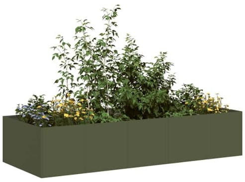 LLEZKBR Macetas y jardinería-jardinería-jardinería-maceta verde oliva, 200 x 80 x 40 cm, acero