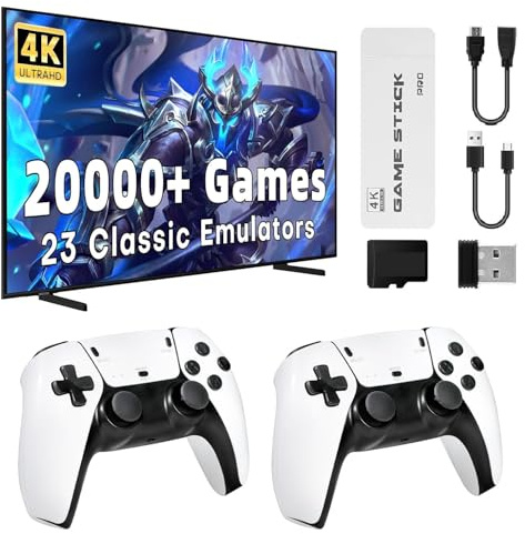 Retro Konsole Spielkonsole Game Stick Retrolink, 20,000+ Spiele mit 2 Gamepads Plug & Play Game Stick HDMI für TV, Geschenk für Familien & Erwachsene Spiele (64G-UP)
