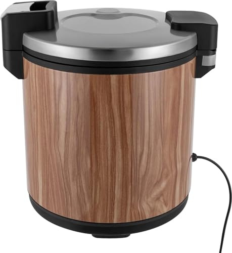 Chauffe-riz professionnel 23 L, cuiseur à riz professionnel, cuiseur à riz aromatique, 100 W, isolation alimentaire en acier inoxydable à économie d'énergie, cuve intérieure antiadhésive,(Brown)