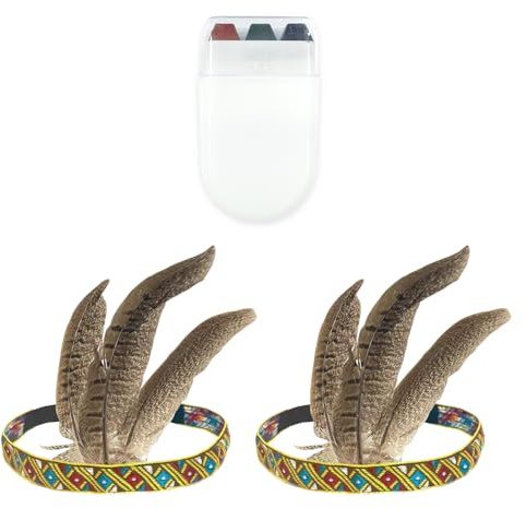 2 Pezzi Di Indiano Piuma Copricapo E 1 Pezzo Di Camouflage Penna, Stile Etnico Della Fascia, Retro Della Piuma Della Fascia, Vacanza Vestire Accessori Per Capelli.