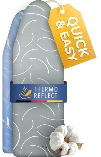 Yellocean Turbo Bügelbrettbezug 150x50 – Hitzereflektierend für schnelleres Bügeln – einfache Montage mit Gummizug – 2X Komfortpolsterung | Größe XL