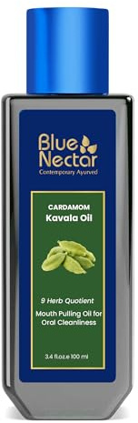 Blue Nectar Cardamom Mint Kavala Oil Pulling for Mouth | Oral Care | Cardamom Mint Oil Pulling for Cool Freshness & Daily Oral Hygiene | Natural Coconut Oil Mouthwash (9 Herbs, 100ml)