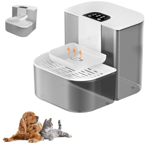 Auveach Katzenbrunnen Trinkbrunnen für Katze, 4.5L Leiser Kabellos Wasserbrunnen mit Timing & Wassermenge, Automatischer Wasserspender für Katzen/Hunde-Immer Frisches Wasser (Weiße Keramik-Heizschale)