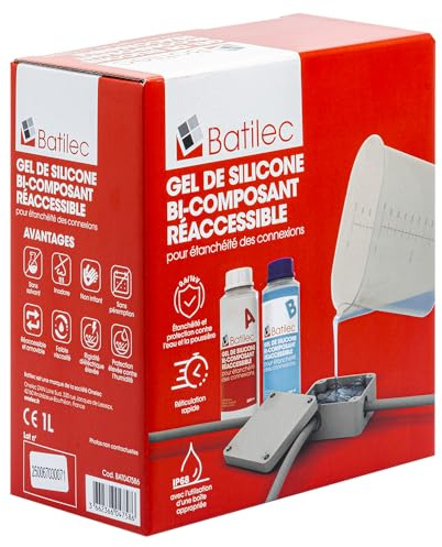 Gel Silicone Électrique 1L – Bi-Composant Auto-Nivelant – Étanchéité IP68 – Isolation Connexions & Boîtes de Dérivation – Résistant -60°C à +200°C – Transparent, Sans Solvant