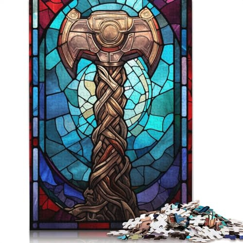 Mjolnir Hammer Thor Puzzle 1000 Teile für Erwachsene Holzpuzzle Puzzle für Erwachsene Puzzle als Geschenk 1000 Stück (75 x 50 cm)