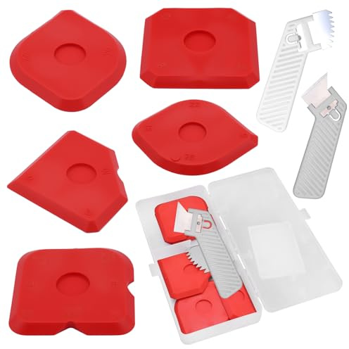 Juego de 8 herramientas de acabado sellador, herramientas de calafateo de silicona para juntas lisas, kit de esparcidor de costuras de plástico reutilizable con asas ergonómicas para baños, cocinas y