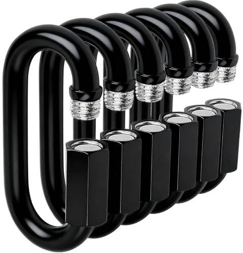 Quick Link - Ekunbuy Heavy Duty Black Chain Link Connector,Screw Lock Oval Clips Electrophoresis Anti-Rust Coating for Secure Outdoor & Indoor Use in Camping, Hammocks,Gym (M10(3.93in), Piece, 6)