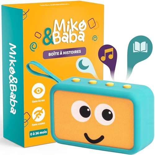 Baba - Boîte à Histoires et Musiques Bébé 0-3 Ans sans Écran, ni Abonnement | 4h d'audio : Explorez +80 berceuses, bruits blancs, comptines inclus pour la sieste, le bain et ajoutez vos propres MP3
